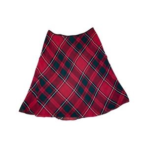 Red Plaid Midi Skirt